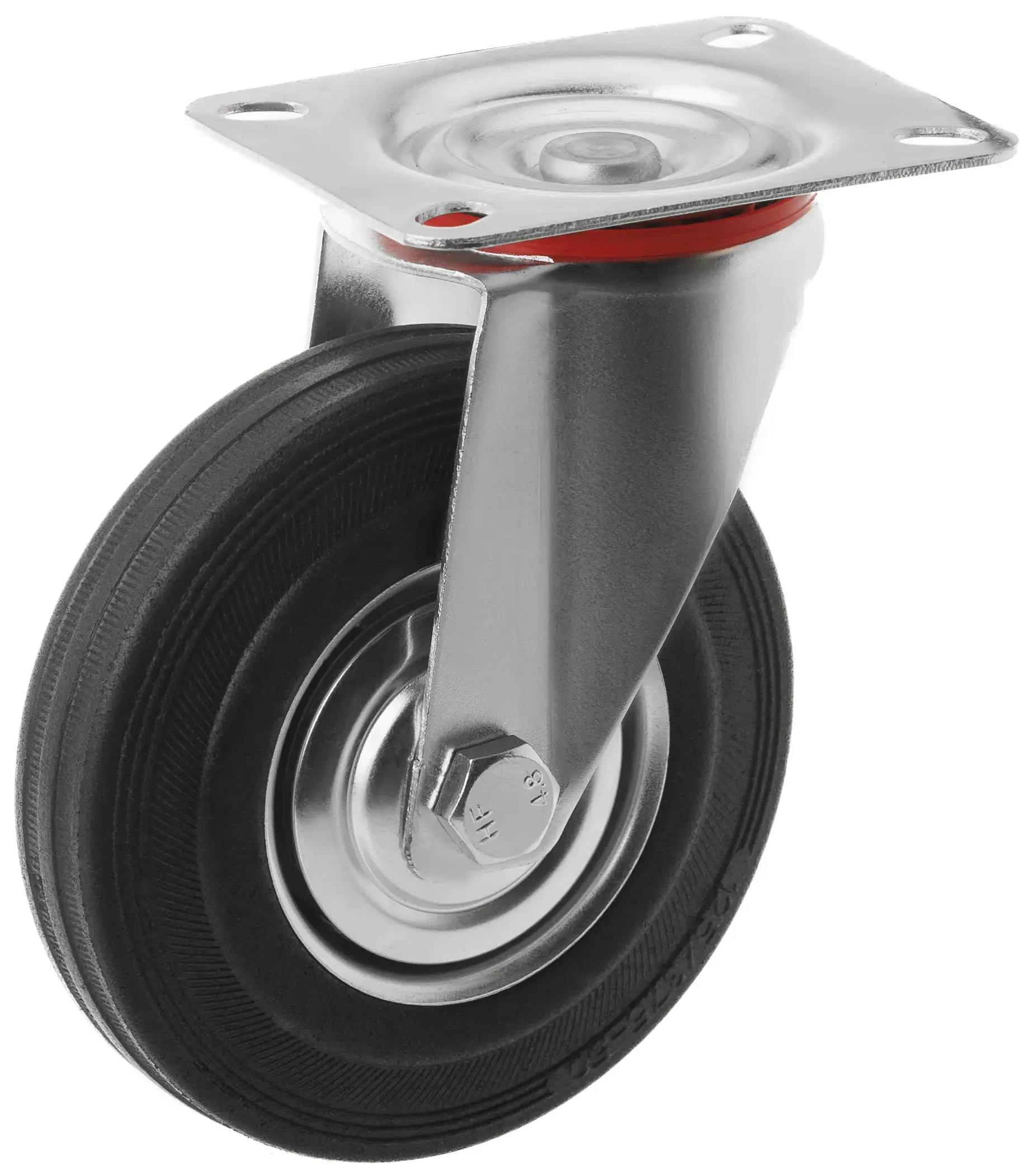 Промышленное колесо, диаметр 125мм, крепление - поворотная площадка, черная резина, роликовый подшипник - SC 55